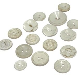 Vintage Vegetable Ivory‎ Button 16Pc Small 2 Hole Style Carved Detailing Petina